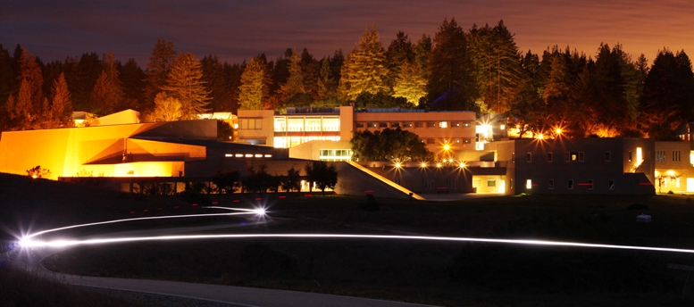 Time-lapsed photo of UCSC at night